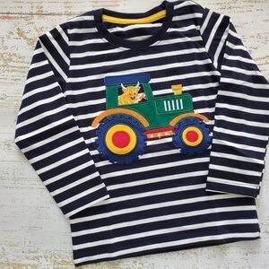 Highland Cow and Tractor Applique Long-Sleeve Top
